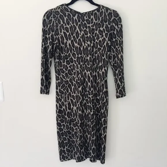 Sara Campbell Leopard Print Bodycon Dress Women's Size XS Black Brown - Picture 1 of 8